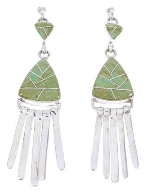 Southwestern Turquoise Sterling Silver Post Dangle Earrings AW68494